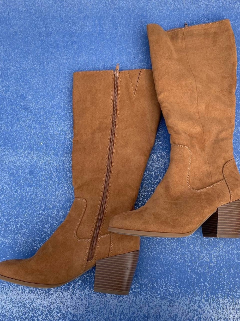 Style & Co. Tan Suede Mid-Calf Block Heel Boots